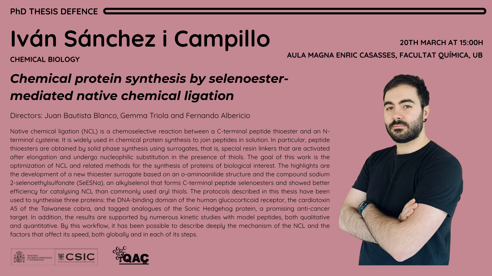 Defensa de tesi doctoral d’Iván Sánchez i Campillo, presentant els resultats de la seva recerca davant d’un tribunal acadèmic especialitzat.